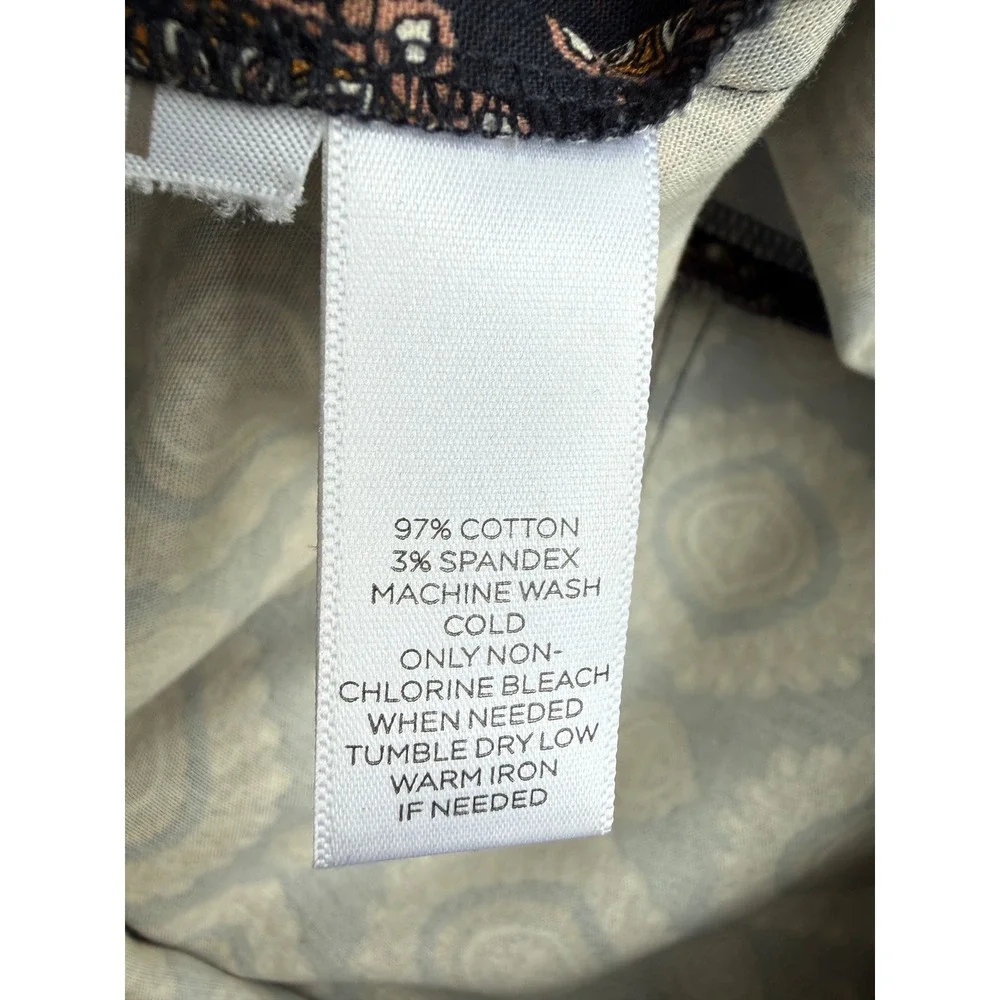 LOFT Womens Black and Brown Medallion  Print Cotton Stretch Pencil Skirt Size 10